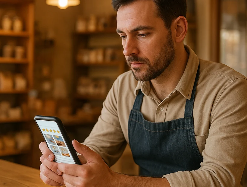 Small business owner optimising a Google Business Profile in Delhi